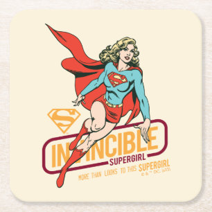 Dessous-de-verre Carré En Papier Graphique rétro-invincible Supergirl