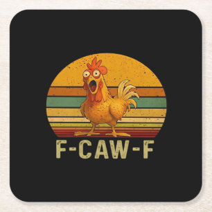 Dessous-de-verre Carré En Papier Graphique vintage essentiel de poulet F-Caw-F