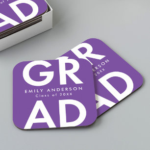 Dessous-de-verre Carré En Papier Gras Grad Purple Grad Graduation Party