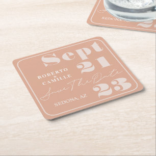 Dessous-de-verre Carré En Papier Gras Gras Rose Push Moderne Imprimer mariage Enreg