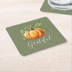 Dessous-de-verre Carré En Papier Gratuit Citrouille orange Moss Green Thanksgiving