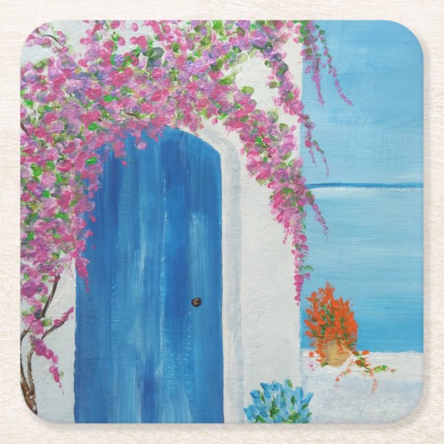 Dessous-de-verre Carré En Papier Greek Blue (Devant)