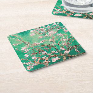 Dessous-de-verre Carré En Papier Green Van Gogh Almond Blossoms