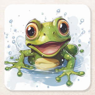Dessous-de-verre Carré En Papier Grenouille drôle