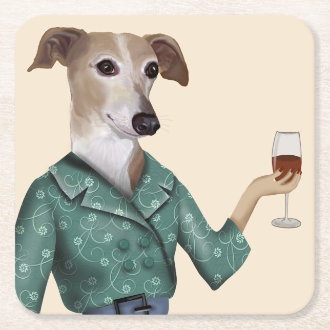 Dessous-de-verre Carré En Papier Greyhound Wine Snob (Devant)
