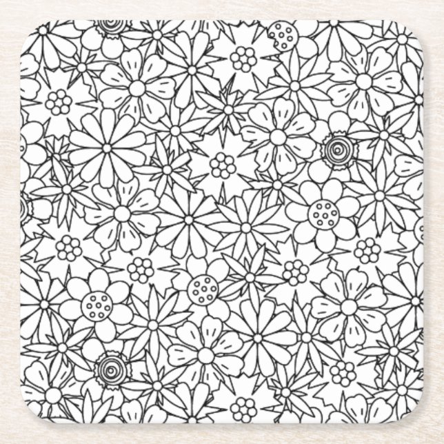 Dessous-de-verre Carré En Papier Griffonnage floral (Devant)