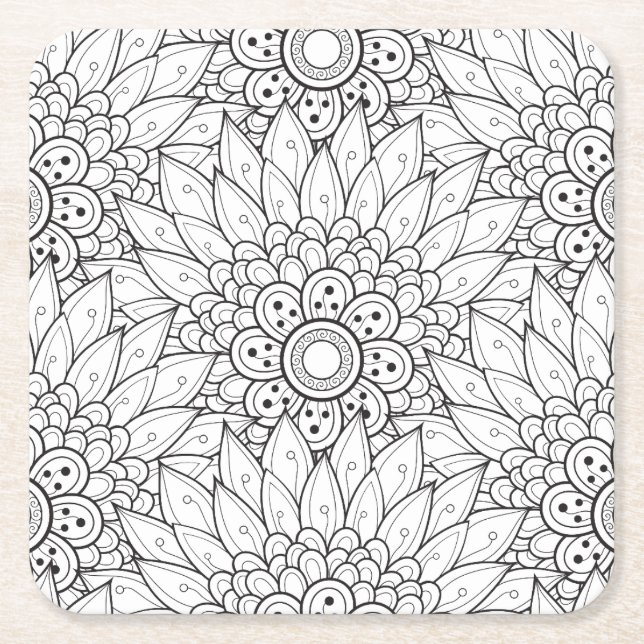 Dessous-de-verre Carré En Papier Griffonnage floral de jardin (Devant)