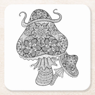Dessous-de-verre Carré En Papier Griffonnage magique tiré par la main de