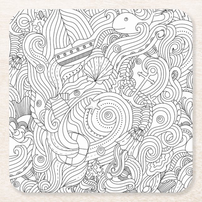 Dessous-de-verre Carré En Papier Griffonnage nautique (Devant)