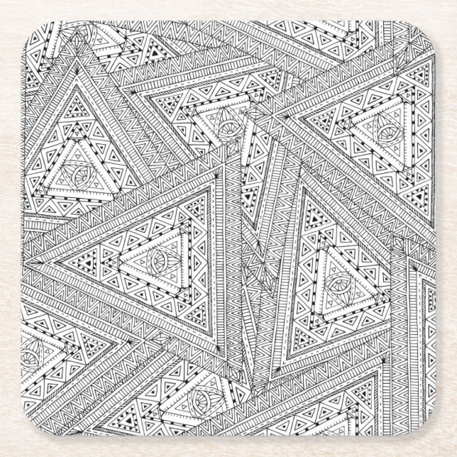 Dessous-de-verre Carré En Papier Griffonnage tribal 2 (Devant)