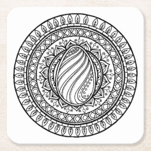 Dessous-de-verre Carré En Papier Griffonnage tribal de cercle