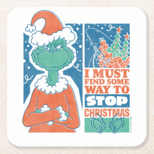 Dessous-de-verre Carré En Papier Grille   Stop Christmas Vintage Graphic