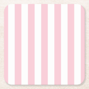 Dessous-de-verre Carré En Papier Grilles Verticales Bébé Rose Et Blanc Gratté