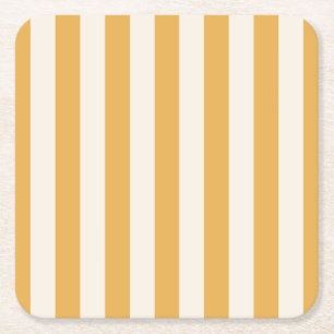 Dessous-de-verre Carré En Papier Grilles Verticales Moutarde Jaune Et Blanc Gratté