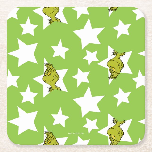 Dessous-de-verre Carré En Papier Grinch Peeking Star Pattern (Devant)