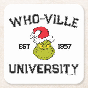 Dessous-de-verre Carré En Papier Grinch Université de Who-ville Établie en 1957
