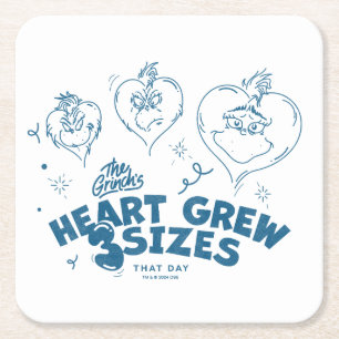 Dessous-de-verre Carré En Papier Grinch's Heart Grew 3 Tailles