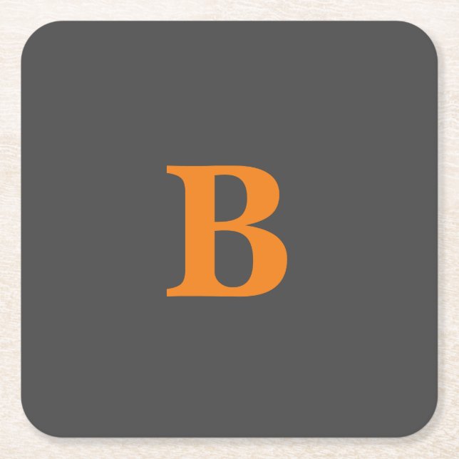 Dessous-de-verre Carré En Papier Gris orange moderne monogrammed professionnel (Devant)