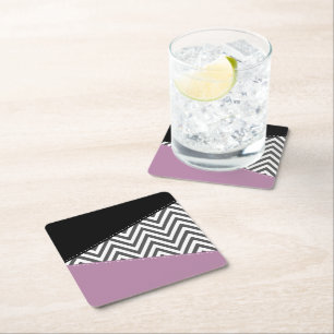 Dessous-de-verre Carré En Papier Gris Zigzag, Gris Chevron, Motif Zigzag, Violet
