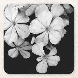Dessous-de-verre Carré En Papier Gros plan sur les fleurs noires et blanches