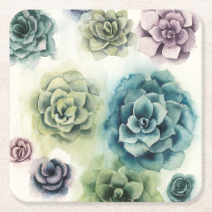 Dessous-de-verre Carré En Papier Groupe de succulents