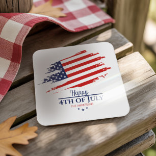 Dessous-de-verre Carré En Papier Grunge American Flag Happy 4 juillet ID1104