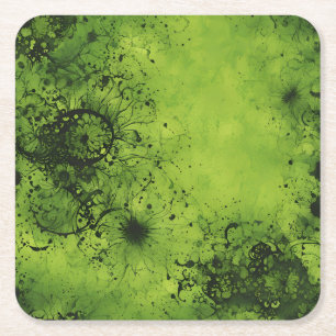 Dessous-de-verre Carré En Papier Grunge vert citron avec accents noirs