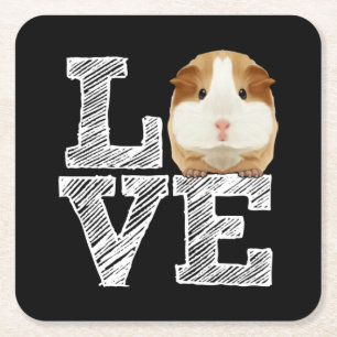 Dessous-de-verre Carré En Papier Guinée Cochon Love Rodent Wheek