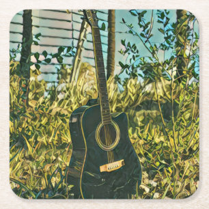 Dessous-de-verre Carré En Papier Guitare cadeau pour guitariste