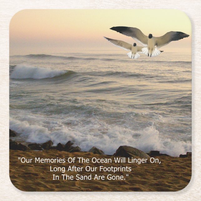 DESSOUS-DE-VERRE CARRÉ EN PAPIER GULLS & OCEAN QOUTE (Devant)