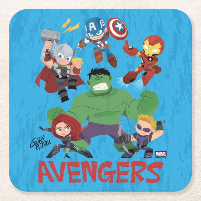 Dessous-de-verre Carré En Papier Guri Hiru Avengers (Devant)