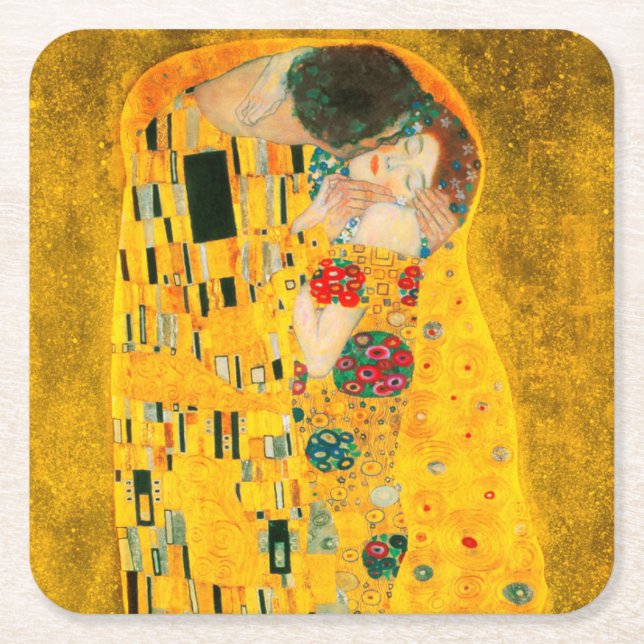 Dessous-de-verre Carré En Papier Gustav Klimt Le Baiser (Devant)