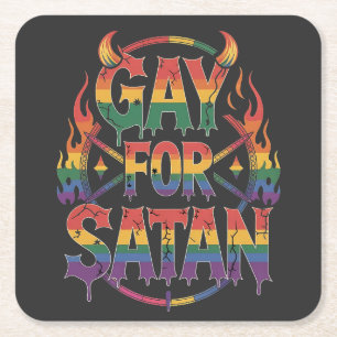 Dessous-de-verre Carré En Papier Hail Gay Satan Rainbow Baphomet Devil Goat LGBTQ