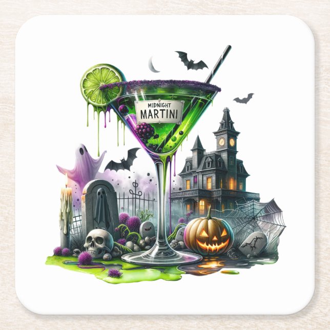 Dessous-de-verre Carré En Papier Halloween (Devant)
