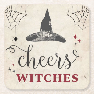 Dessous-de-verre Carré En Papier Halloween Cheers sorcières Funny Bachelorette Part