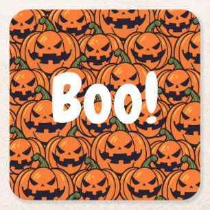 Dessous-de-verre Carré En Papier Halloween élégant citrouille Boo jack-o-lantern