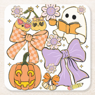 Dessous-de-verre Carré En Papier Halloween enseignant éffrayant