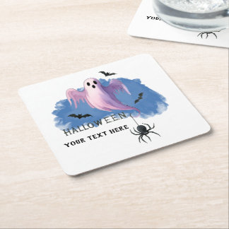 Dessous-de-verre Carré En Papier HALLOWEEN Fantôme avec araignée