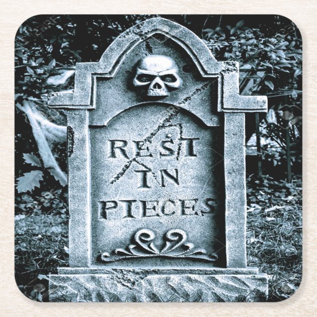 Dessous-de-verre Carré En Papier Halloween Gravestone Grave (Devant)