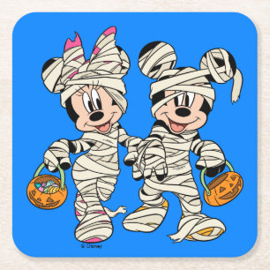 Dessous-de-verre Carré En Papier Halloween Mummy Mickey & Minnie