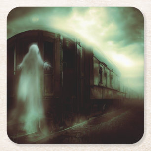 Dessous-de-verre Carré En Papier Halloween - Train 1