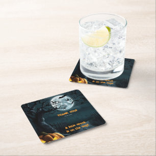 Dessous-de-verre Carré En Papier Halloween Un Baby shower Citrouille Un Peu Parlé