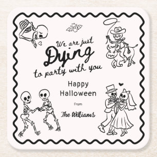 Dessous-de-verre Carré En Papier Halloween Whimsical Quirky Main Drake Doodles
