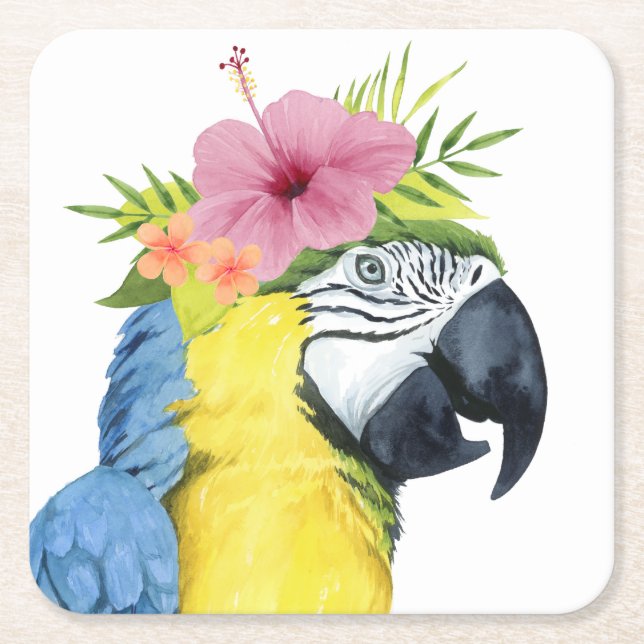 Dessous-de-verre Carré En Papier Halo tropical - Perroquet (Devant)