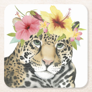 Dessous-de-verre Carré En Papier Halo tropical Sweet Cheetah