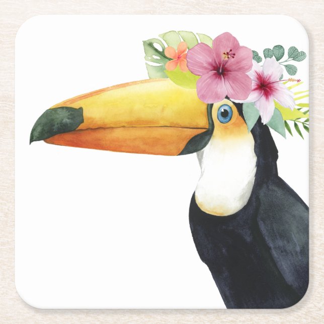 Dessous-de-verre Carré En Papier Halo tropical - toucan (Devant)