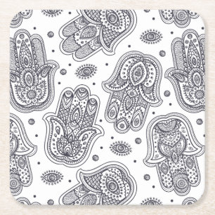 Dessous-de-verre Carré En Papier Hamsa tiré par la main inspiré
