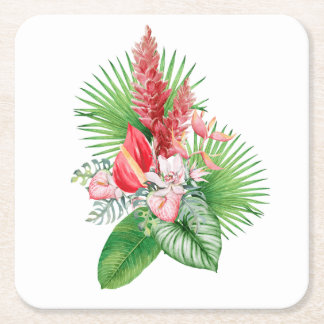 Dessous-de-verre Carré En Papier Hana Hou ! (Blanc) arrangement de fleurs hawaïenne