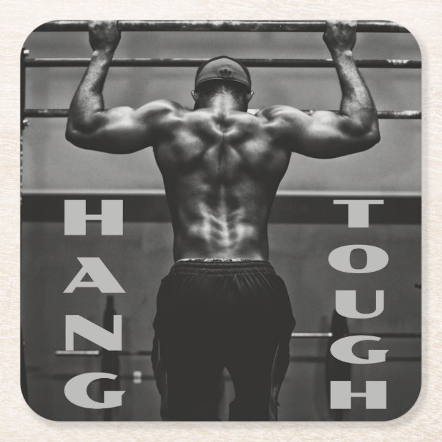 Dessous-de-verre Carré En Papier Hang Tough Muscle Man Entraînement Gym (Devant)