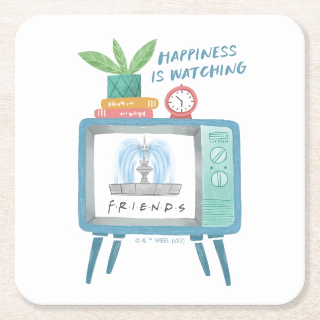 Dessous-de-verre Carré En Papier Happiness is watching FRIENDS™ (Devant)